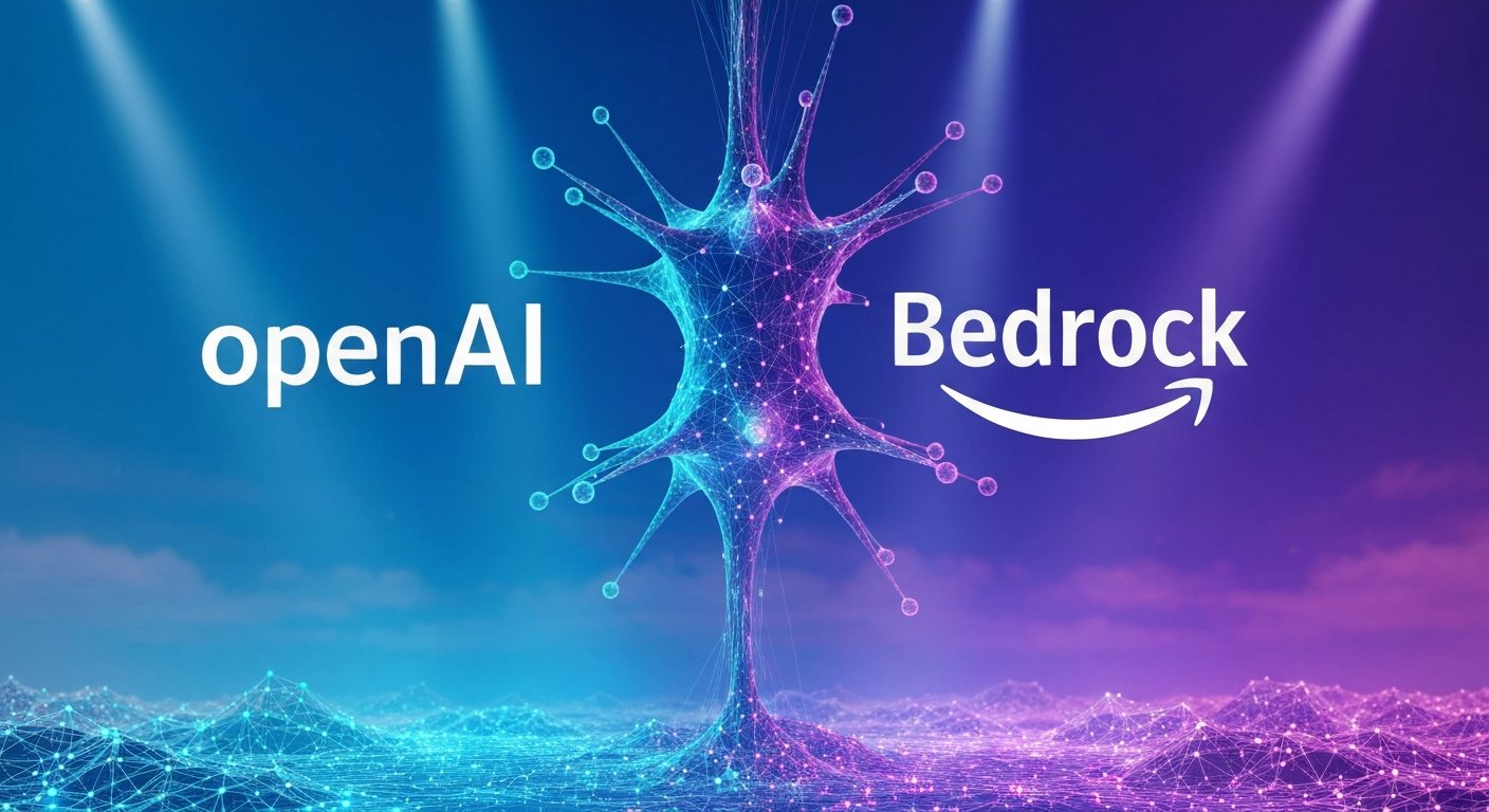 OpenAIとBedrockの統合を象徴するデジタルアート